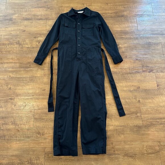 Everlane Womens Black Modern Utility Jumpsuit Size 0 Long Sleeve Coverall - Picture 1 of 7
